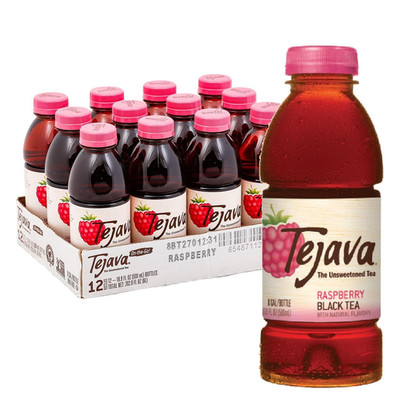 Tejava Unsweetened Raspberry Black Iced Tea, 16.9oz 16.9 fl oz (Pack of 12)