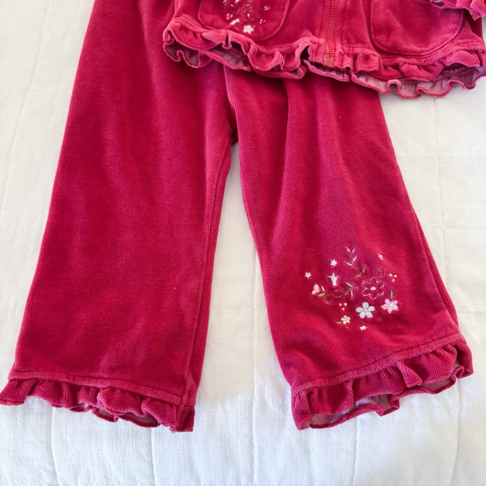 Винтажный Y2K Baby Togs бархата Baby девочек 18 месяцев красный цветочный читать ** - Изображение 3 из 4