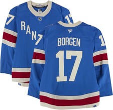 Will Borgen Rangers GU #17 Blue Centennial Set 1 Jersey Worn 10/20 & 11/16/25