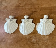 Margaret Furlong Porcelain Bisque Angel Shell Ornament Lot of 3 Star Tree Noel