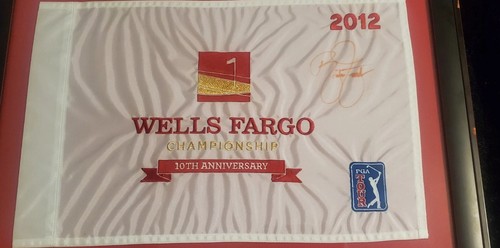 2012 Wells Fargo Championship Pin Flag Signed By Rickie Fowler In Custom Frame - Picture 2 of 8