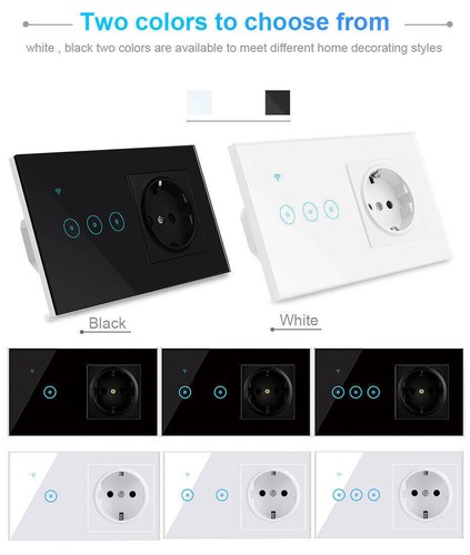 TUYA Smart Life WiFi Glas Touch Lichtschalter Wandschalter Wandsteckdose Alexa # - Picture 11 of 31