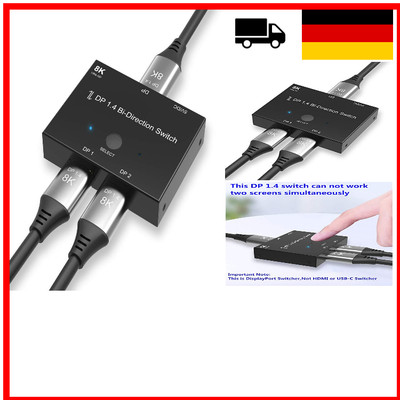 DisplayPort 8K DP 1.4 Schalter   Bi-Directional 8K@30Hz, 2In 1Out 1In 2O...