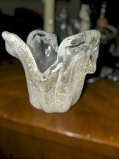 Murano Art Glass Bowl With Gold Flecks- Mid Century Italian Decorative Glass