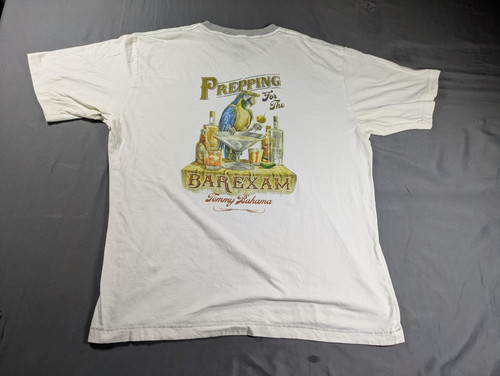 Tommy Bahama Shirt Mens Large White Ringer Graphic Shirt Tagless Bar Exam Parrot
