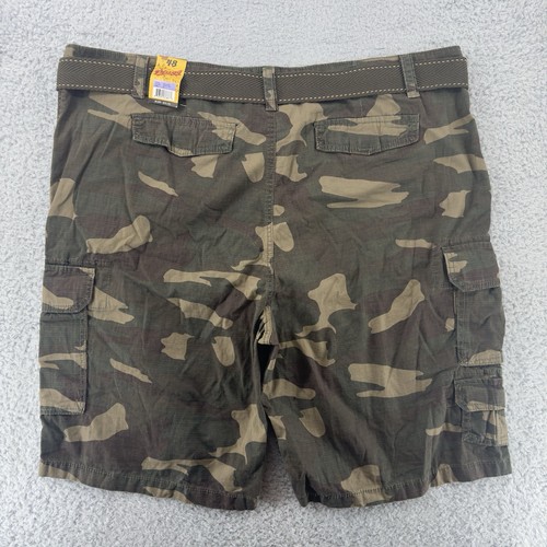 Plugg Men’s Cargo Shorts 48 Green Mud Camo Ripstop Flat Front Relaxed Pockets - Picture 2 of 6