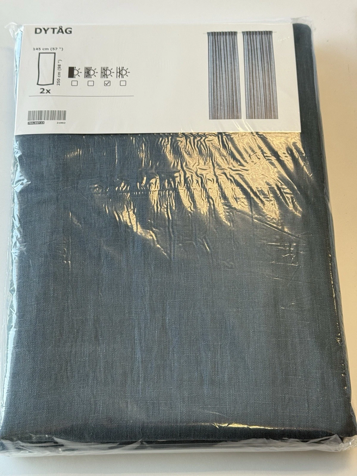 IKEA DYTAG Blue Linen Curtains 2 Panels, 704.667.12, 57"x98" Light-Filtering
Opens in a new window o
