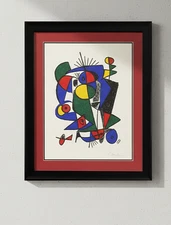 Joan Miró “Volume III” Framed & Double-Mat Lithograph COA Facsimile Signed