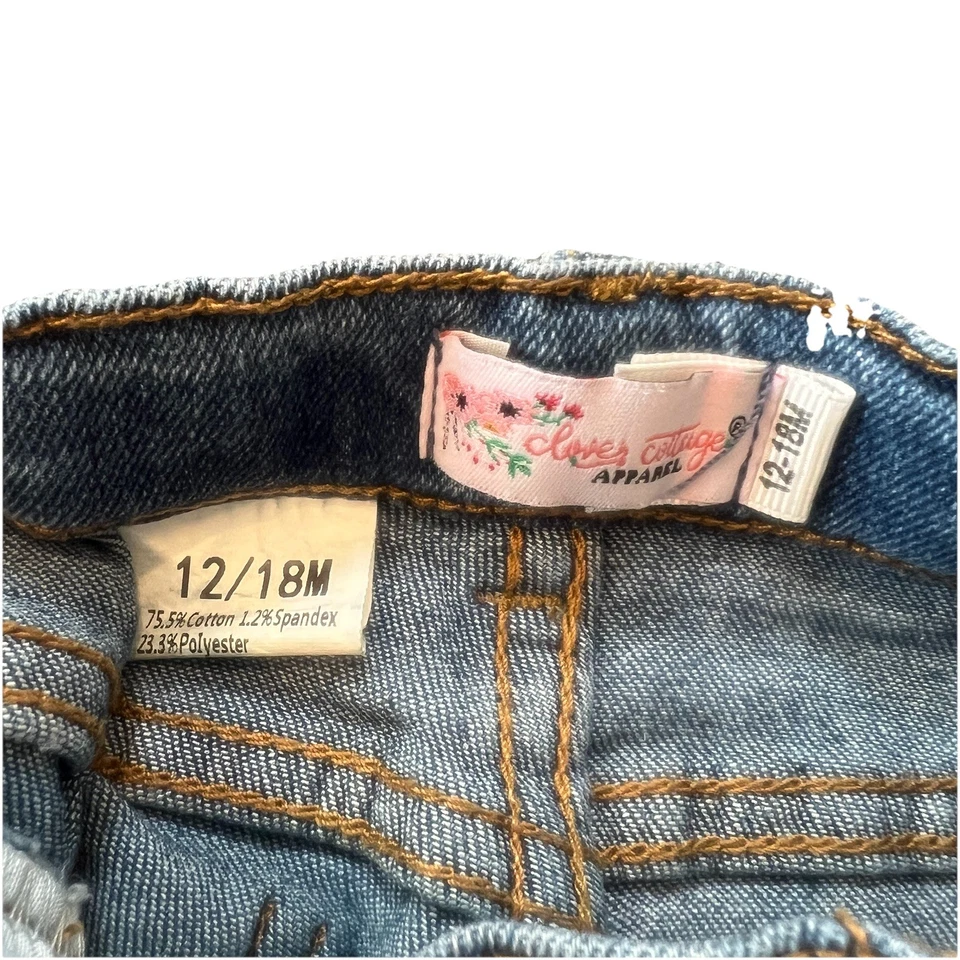 Clover Cottage Ruffle Denim Bell Bottoms Baby 12-18 M Blue Jean Boho Cowgirl - Image 4 of 4