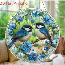 Blue Tit Romantic Bird Wall Art 8x8 Acrylic Floral Heart Decor
