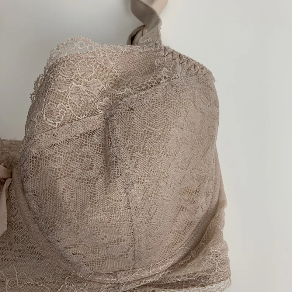 Freya Offbeat Lace Bra US 28 I Underwire UK 28 G Beige Lace Pre Owned Women - Image 3 of 4