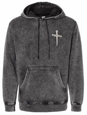 Christian Hoodie 3 Nail Cross Unisex Midweight Mineral Wash Long Sleeve Pullover