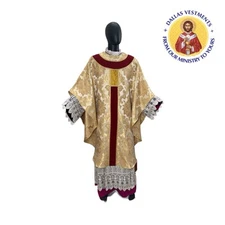 GOLD GOTHIC DAMASK VESTMENT CHASUBLE & STOLE