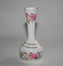 Fenton English Bone China 4" Floral Pink Rose Mini Bud Vase  #2407
