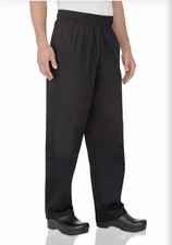 Chef Works Men's Essential Baggy Chef Pants Size XL Black NWT