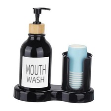 Mouthwash Dispenser for Bathroom, 16oz Plastic Mouthwash Dispenser with Black