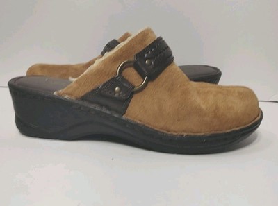 VINTAGE Thom Mcan Tan Suede Women s Leather Clogs Mules Wooly Lining Davina
