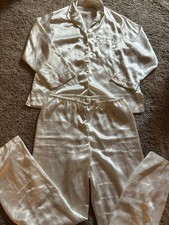 Vintage Victoria  s Secret P Pajama Set Polyester Cr me White Women  s Gold Label