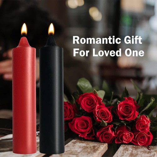 Candele Bassa Temperatura, Gioco di Cera Romantica Candela Gocciolante Rosso e Nero - Foto 5 di 6