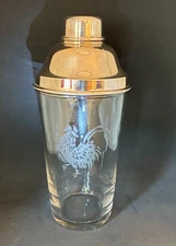 James Dixon Art Deco Rooster Cocktail Shaker Silver Lid EXCELLENT Vintage MCM