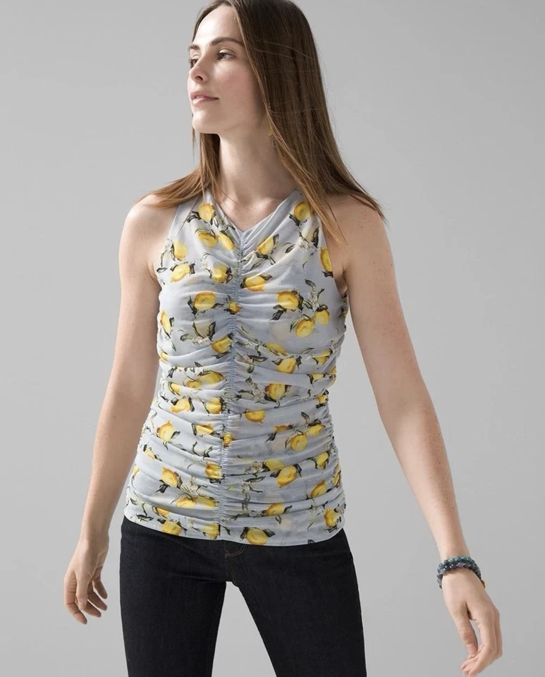 NUEVO SIN ETIQUETAS WHBM Casa Blanca Mercado Negro Limón Top 🍋 Viaje Amalfi Italia 🇮🇹 XS  Foto 3 de 4