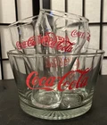 Vintage Coca-Cola Coke 4.5”  x 7” Heavy Glass Bowl Dish & 3 16 oz glasses EUC