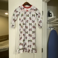 Disney Minnie  Mickey Mouse Girls Nightgown Size 6 Christmas Print On White