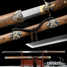 Handmade Chinese KungFu Sword Tang Dao 1095 Carbon Steel Blade Sharp Wushu Saber