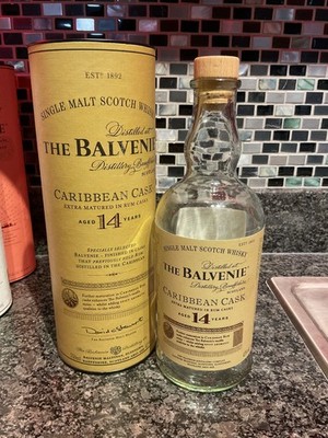 Balvenie 14 yr Carribean Caskempty Bottle & tube great for bar display    