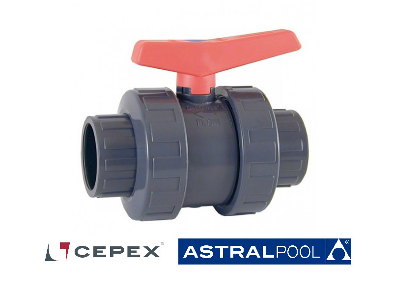VALVULA LLAVE PVC BOLA PN16 ENCOLAR PEGAR CEPEX ASTRALPOOL D/ 20 25 32 40 50 63