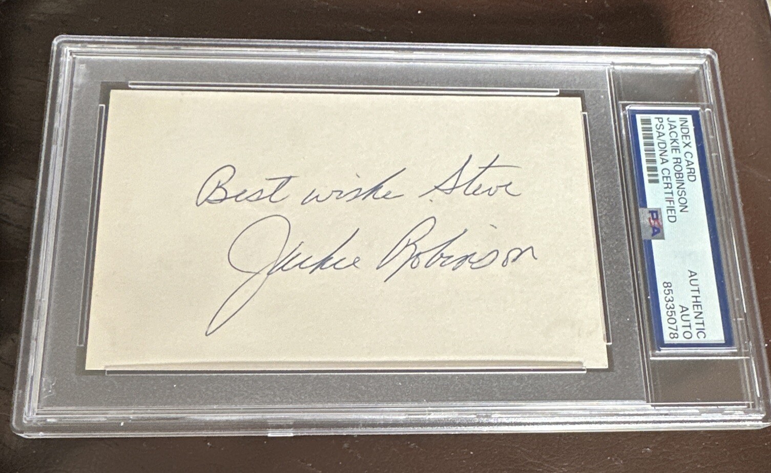 JACKIE ROBINSON INSCRIBED INDEX CARD AUTO AUTOGRAPH VINTAGE DODGERS PSA/DNA RARE