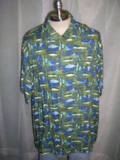 VTG Penney's Towncraft Aloha Hawaiian Rayon Shirt w/Marlin/Tuna/Fishing sz XXL
