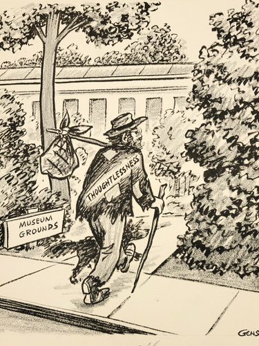 1965 Hobo Homeless Man Unhoused Leroy GENSLER vtg Original Art Political Cartoon - Picture 2 of 6