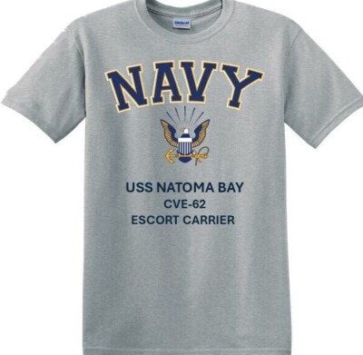 USS NATOMA BAY CVE-62*E. CARRIER*NAVY EAGLE*SHIRT. OFFICIALLY LICENSED