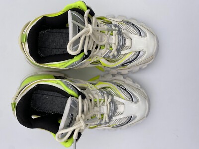 Balenciaga Woman's Track 2 Sneaker White Fluo Yellow Size 6