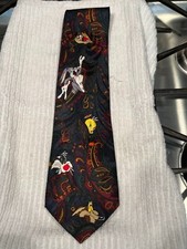 Vintage Looney Tunes Mania Necktie Men's 1995 Shirt Tie 90s Cartoon Silk