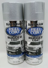 2 Cans Rust-Oleum 10 Oz Peel Coat 340541 Rugged Silver Rubber Coating Spray