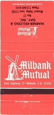 Milbank, Salem South Dakota Milbank Mutual Vintage Matchbook Cover