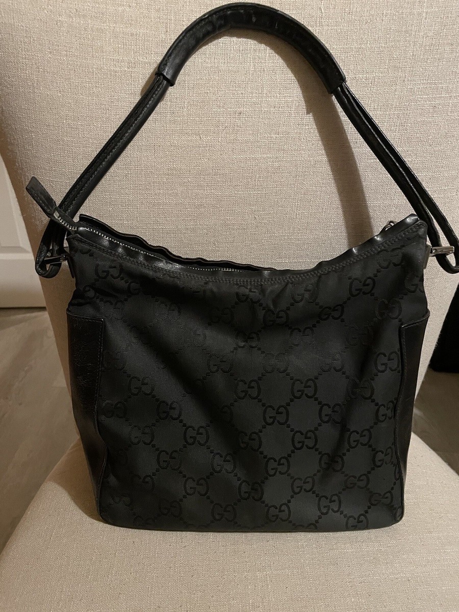 VINTAGE●GUCCI●グッチ GG ブラック ショルダーバッグ Vintage Gucci Black GG Logo Shoulder Bag | eBay