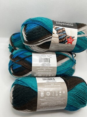 Loops & Threads Yarn Impeccable 4 Pack  Tropical Storm  Dye Lot 10
