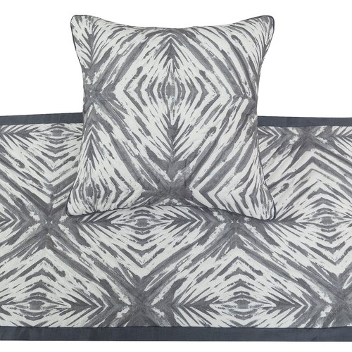 Decorative Twin Bed Runner Grey & White, Quilted Cotton - Grey Semblance - Picture 2 of 5