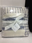Pottery Barn French Striped Patchwork organic Cotton Table Cloth Throw 50" Blue