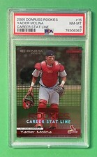 2005 DONRUSS ROOKIES YADIER MOLINA CAREER STAT LINE RC 88/135 #15 PSA 8 NM-MT
