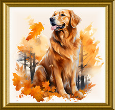 Golden Retriever Dog Large Refrigerator Magnet - version 4