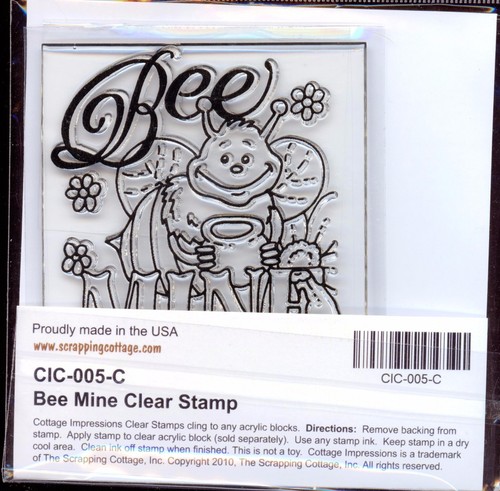 COTTAGE IMPRESSIONS clear stamp BEE MINE Love Birthday Valentine (Retired) - Picture 3 of 3
