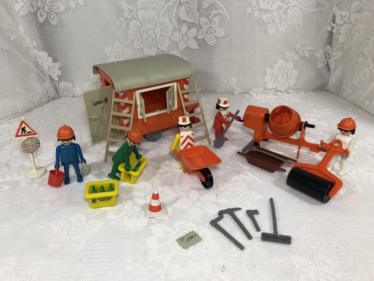 Vintage 1977 Klicky Playmobil System Construction Trailer Workers Set 3151