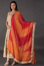 Jaipuri Rajasthani Women Silk Bandhani Bandhej Multi-Coloured Heavy Dupatta