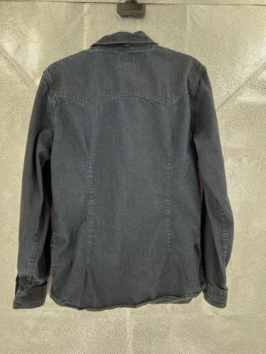 HARLEY - DAVIDSON DARK NAVY DENIM BUTTON UP SHIRT 100% COTTON LARGE EUC - Picture 9 of 15