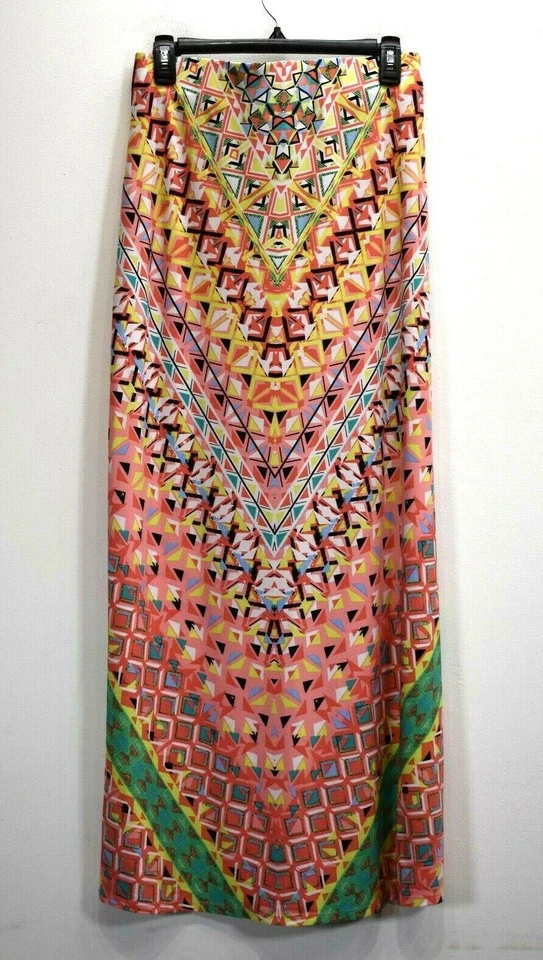 Бежевый bt ECI женщин многоцветный геометрический принт эластичный пояс эластичной Midi юбка M - Изображение 2 из 4