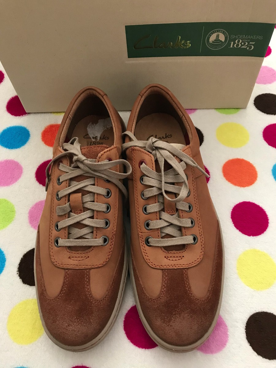 CLARKS MENS REVENT MIX TAN LEATHER SHOES SIZE UK EUR 42 WIDTH G